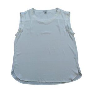 J.Crew Womens White Sleeveless Blouse Size 12 Lightweight Polyester Top.